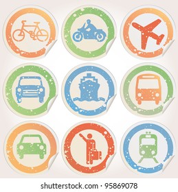 Transport web icons, grunge sticker series