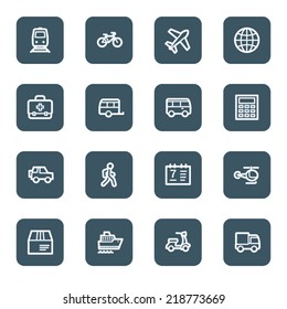 Transport web icons, navy square buttons