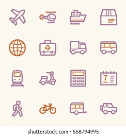 Conjunto de iconos web de transporte