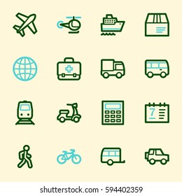 Conjunto de iconos web de transporte