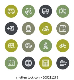 Transport web icons set, color buttons