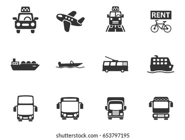 transport web icons. set of simple symbols silhouettes