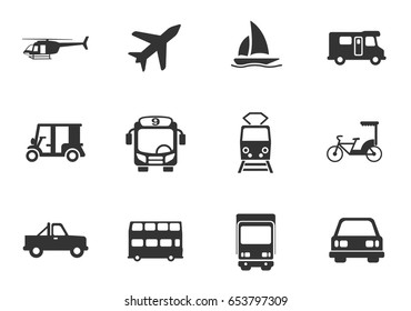 transport web icons. set of simple symbols silhouettes