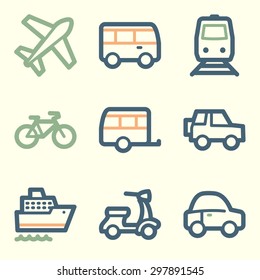 Iconos web de transporte, botones cuadrados