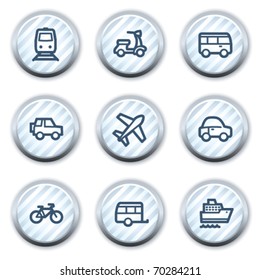 Transport web icons, stripped light blue circle buttons