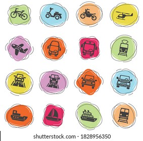 transport web icons for user interface design