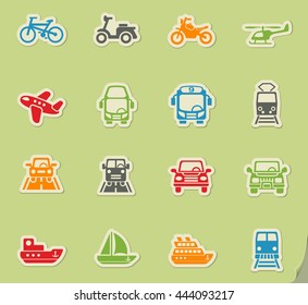 transport web icons for user interface design