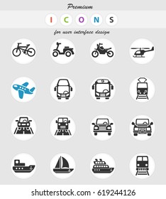 transport web icons for user interface design