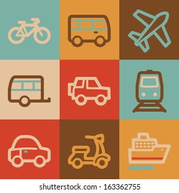 Transport web icons, vintage series