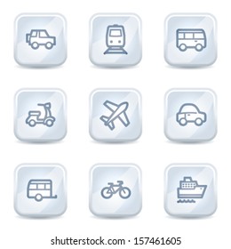 Transport  web icons, white glossy buttons 