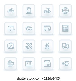 Web-Symbole transportieren, weiße quadratische Schaltflächen