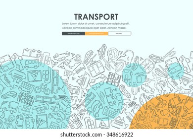 transport Website Template Design with Doodle Background