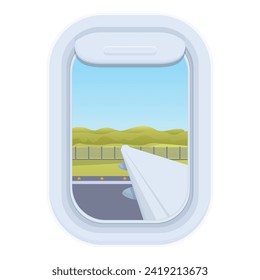 Vector de caricatura de icono de la ventana de transporte. Viaje aéreo. Interior de aire