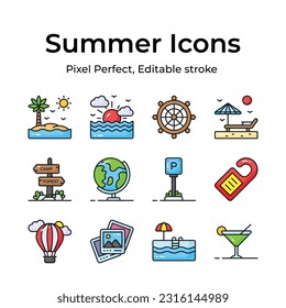 Transport yourself to a tropical paradise with this summer icons pack, featuring colorful cocktails and beach accessories