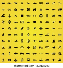 transportation 100 icons universal set for web and mobile
