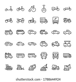 transportation 36 outline icons vector