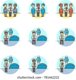 Transportation Air- Multicolor Icon Set
