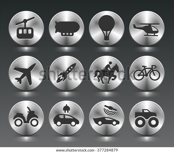 Transportation and\
Air Travel on Silver Round\
Buttons