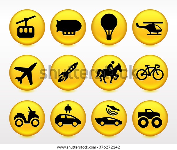Transportation and\
Air Travel on Yellow Round\
Buttons