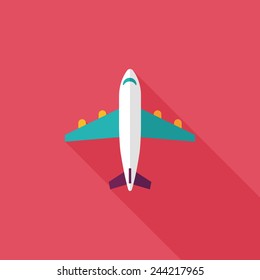 Transportation airplane flat icon with long shadow,eps10
