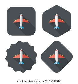 Transportation airplane flat icon with long shadow,eps10
