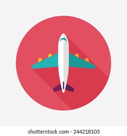 Transportation airplane flat icon with long shadow,eps10