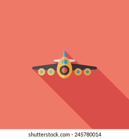 Transportation airplane flat icon with long shadow,eps10
