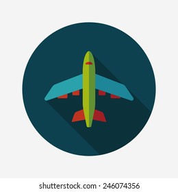 Transportation airplane flat icon with long shadow,eps10