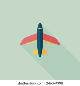 Transportation airplane flat icon with long shadow,eps10