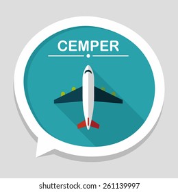 Transportation airplane flat icon with long shadow,eps10