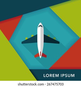 Transportation airplane flat icon with long shadow,eps10