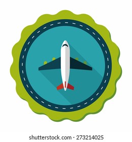 Transportation airplane flat icon with long shadow,eps10