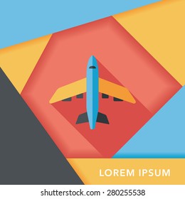 Transportation airplane flat icon with long shadow,eps10
