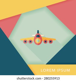 Transportation airplane flat icon with long shadow,eps10
