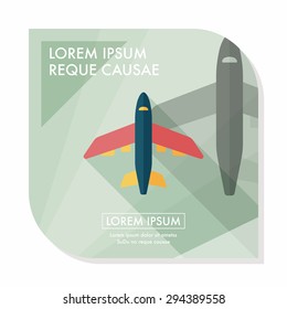 Transportation airplane flat icon with long shadow,eps10