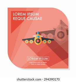 Transportation airplane flat icon with long shadow,eps10