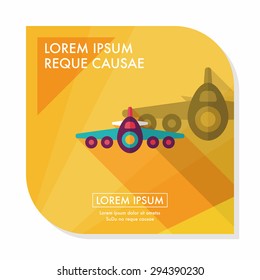 Transportation airplane flat icon with long shadow,eps10
