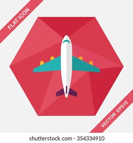 Transportation airplane flat icon with long shadow,eps10