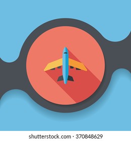 Transportation airplane flat icon with long shadow,eps10