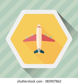 Transportation airplane flat icon with long shadow,eps10