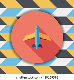 Transportation airplane flat icon with long shadow,eps10
