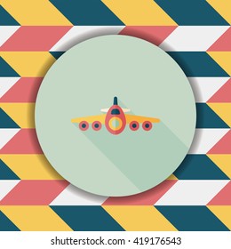 Transportation airplane flat icon with long shadow,eps10