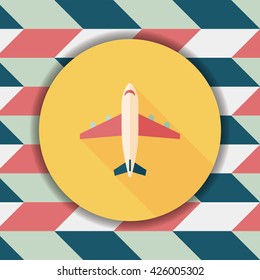 Transportation airplane flat icon with long shadow,eps10