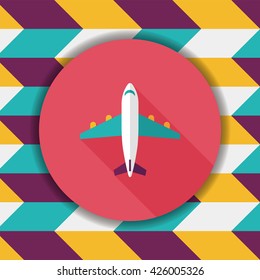 Transportation airplane flat icon with long shadow,eps10