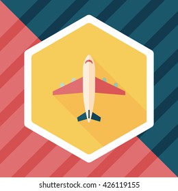 Transportation airplane flat icon with long shadow,eps10