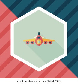 Transportation airplane flat icon with long shadow,eps10