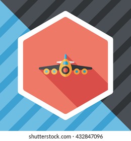 Transportation airplane flat icon with long shadow,eps10