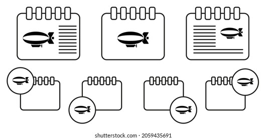 Transportation airship vector icon in calender set illustration for ui and ux, website or mobile application