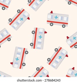 transportation ambulance, cartoon seamless pattern background
