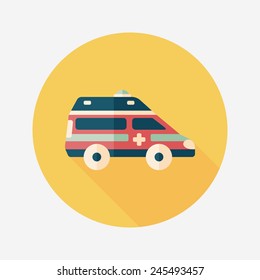 Transportation ambulance flat icon with long shadow,eps10